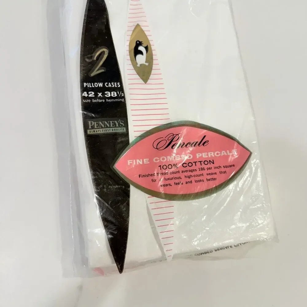 NEW Vintage Penney's Set of 2 Pillow cases 42